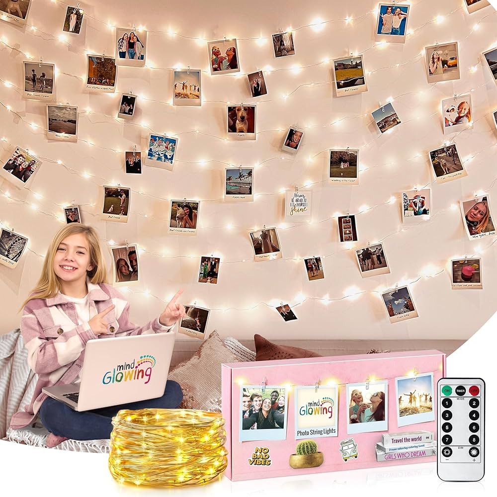 Mind-Glowing Photo Clip String Lights - Hanging Pictures Fairy Lights for Bedroom, Christmas Gift... | Amazon (US)