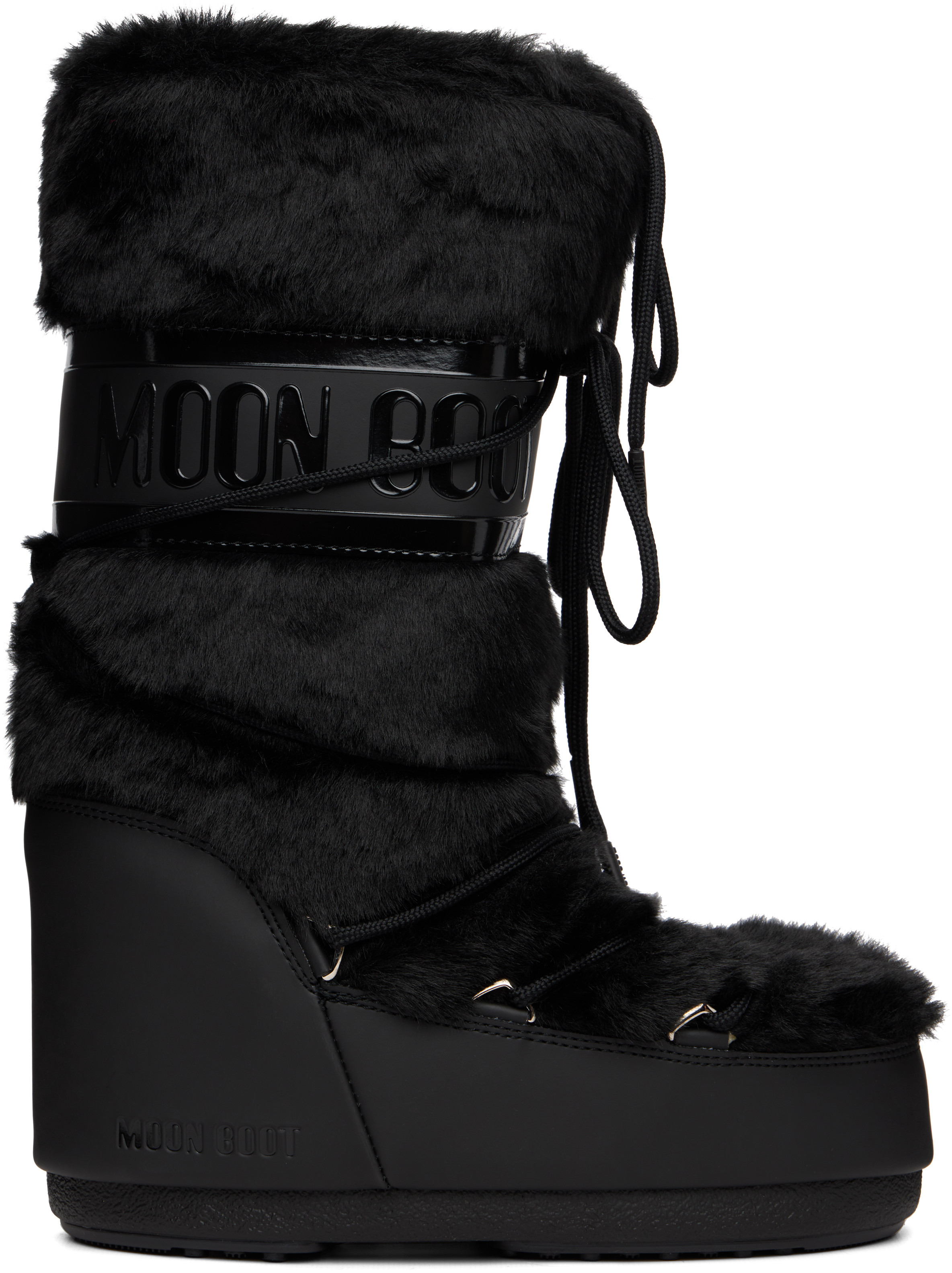 Moon Boot Black Icon Faux-Fur Boots | SSENSE
