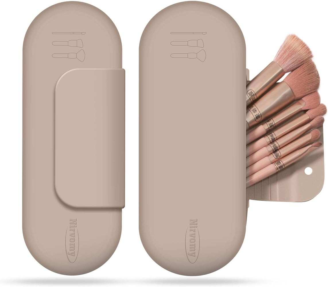 Travel Makeup Brush Holder, Silicone Makeup Brush Organizer, Soft, Dirt-Resistant Easy to Clean M... | Amazon (US)