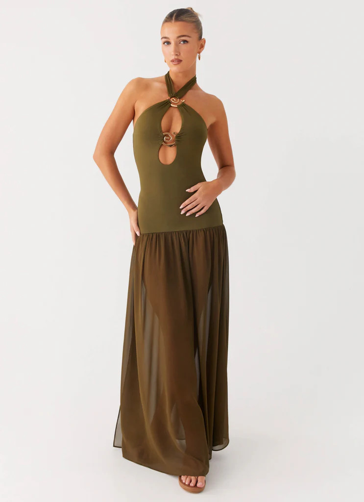 Cypress Kiss Maxi Dress - Khaki | Peppermayo (Global)