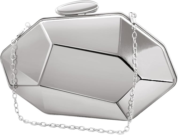 TANGZHIFEIYUE Women Lattice Pattern Metal Evening Handbag,Geometric Evening Clutch Purse for Part... | Amazon (US)