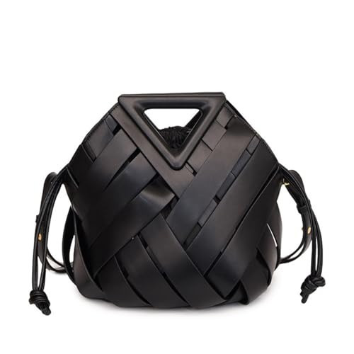 Woven Bucket Bag for Women, Retro Vegan Leather Bucket Purse, Crossbody Shoulder Bag with Adjustable Strap, Top Handle Hobo Purse | Amazon (US)