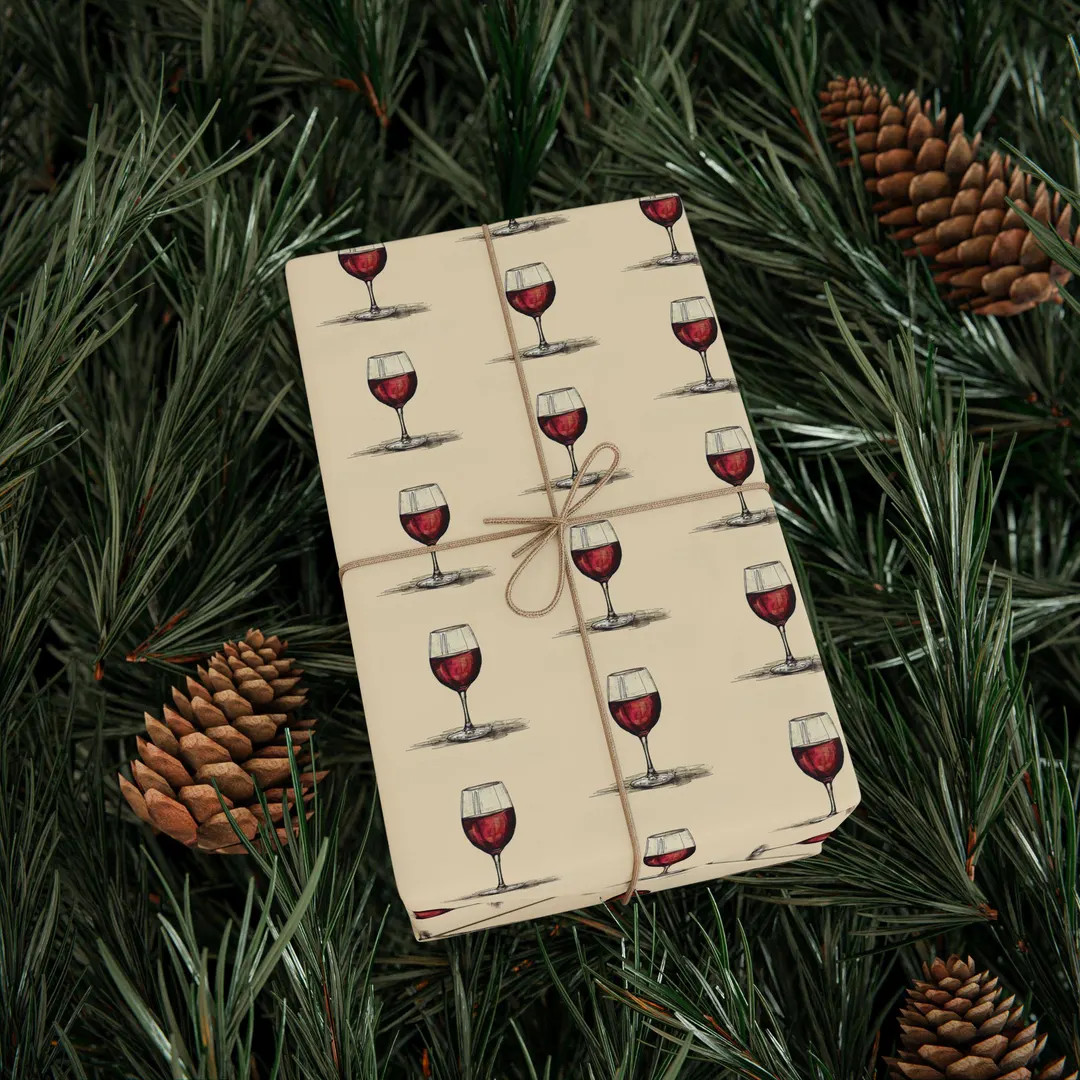Wine Gift Wrapping Paper Red Wine Gift Wrap Wrapping Paper for Wine Lovers as a Birthday Gift for... | Etsy (US)