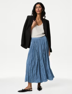 Textured Pleated Maxi Slip Skirt | Marks & Spencer (UK)