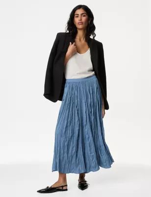 Textured Pleated Maxi Slip Skirt | Marks & Spencer (UK)