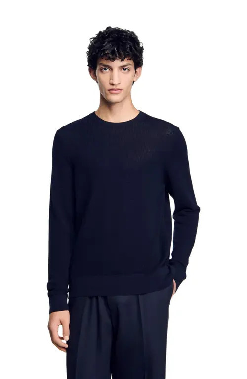 SANDRO Textured knit sweater in Navy Blue at Nordstrom, Size Medium | Nordstrom