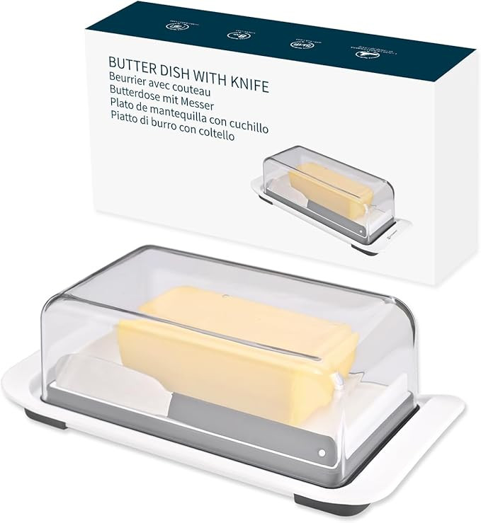KITCHENDAO Airtight Butter Dish with Lid and Knife Spreader for Countertop and Refrigerator, Keep... | Amazon (US)