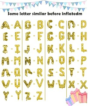 LIOZEOKUN Letter Balloons 16 Inch Mylar Foil Alphabet Letter A-Z Balloons Set for Wedding Birthda... | Amazon (US)