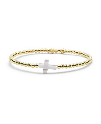 Non-Tarnishing Gold filled, 3mm Gold Ball and Single Mother Of Pearl Cross Stretch Bracelet | Macy's