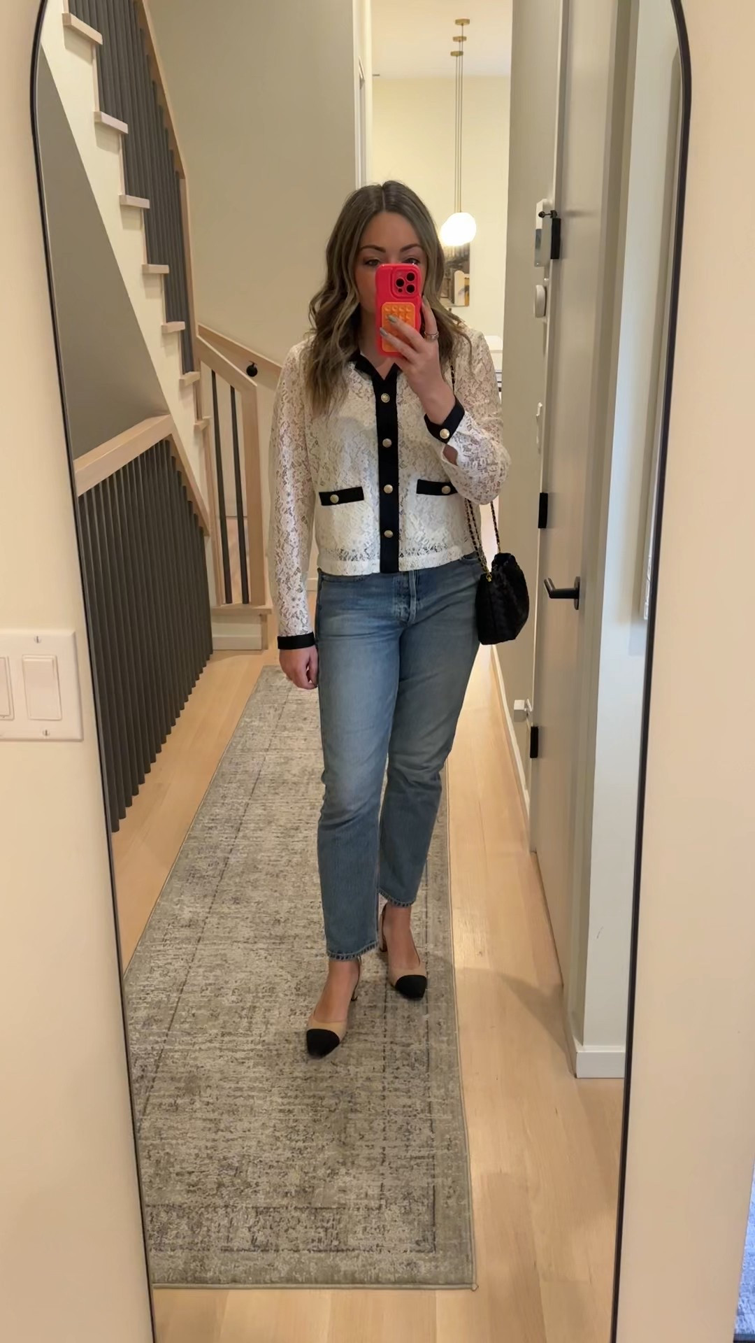 This white lace top with gold buttons is an oldie from J.Crew, but I found a few similar styles!
Both my cap toe slingback heels and woven crossbody with a gold chain strap are both Amazon finds!

#LTKFindsUnder50 #LTKStyleTip #LTKWatchNow