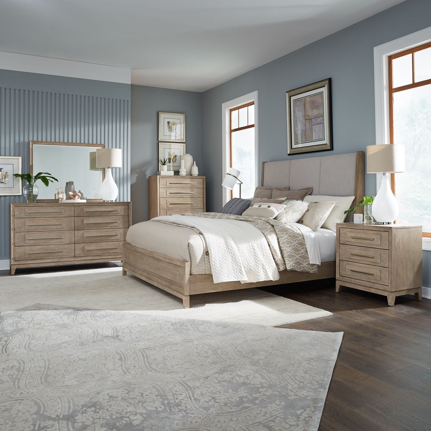 Brentwood Upholstered Bedroom Set In Sandstone | 1stopbedrooms