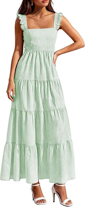 PRETTYGARDEN Women's Summer Striped Maxi Sun Dresses | Amazon (US)
