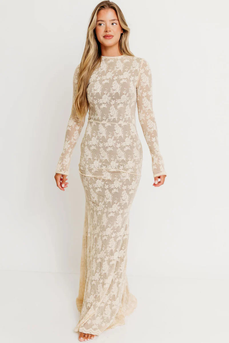 Seraphine Lace Maxi Dress in Cream - Inclusive Sizing & Bump Friendly | Worth Collective