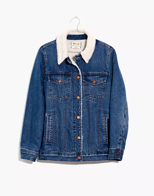 The Oversized Jean Jacket in Donaway Wash: Sherpa Edition | Madewell