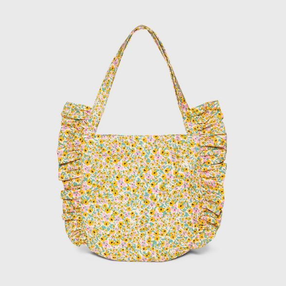 Girls' Ruffle Tote Handbag - Cat & Jack™ Yellow/Pink | Target