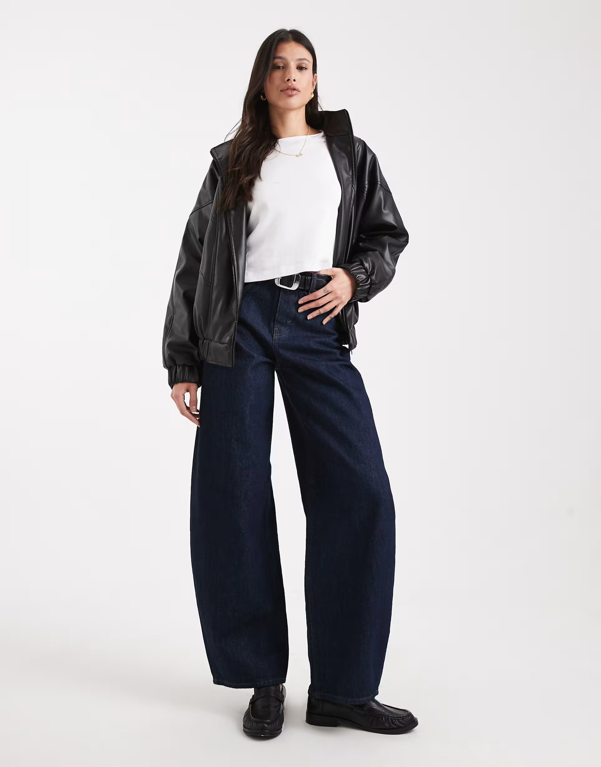 ONLY Tall Taylor high waist barrel jeans in dark blue | ASOS (Global)