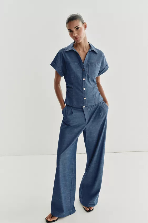 CROSSOVER WAIST WIDE LEG PANTS | Zara US