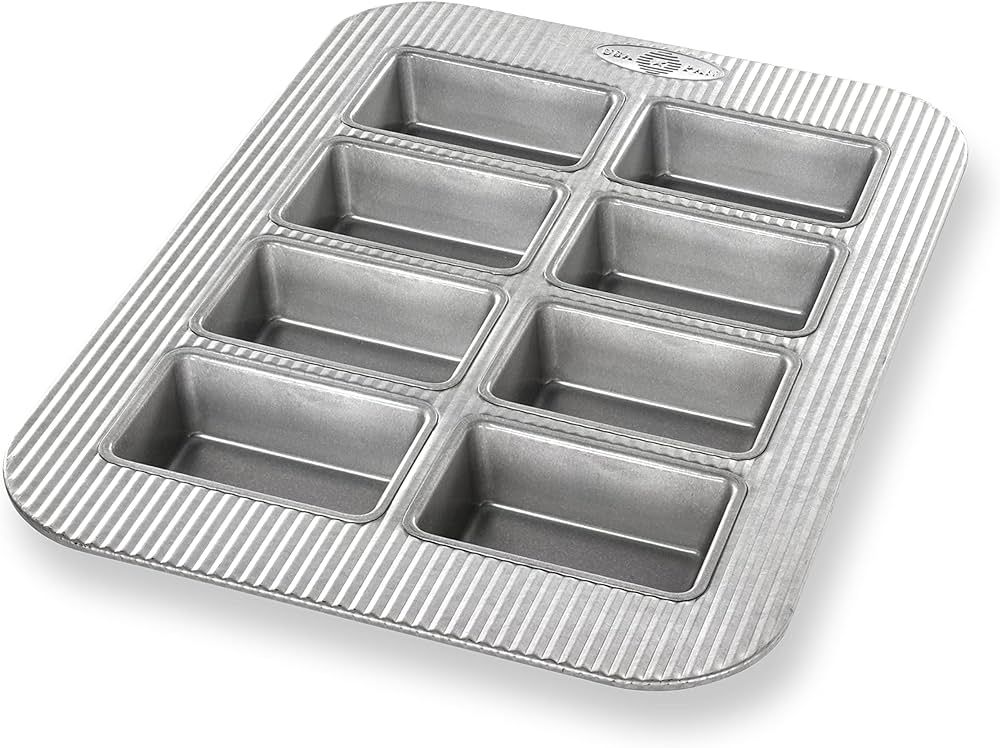 USA Pan Bakeware Aluminized Steel Mini Loaf Pan, 8-Well | Amazon (US)