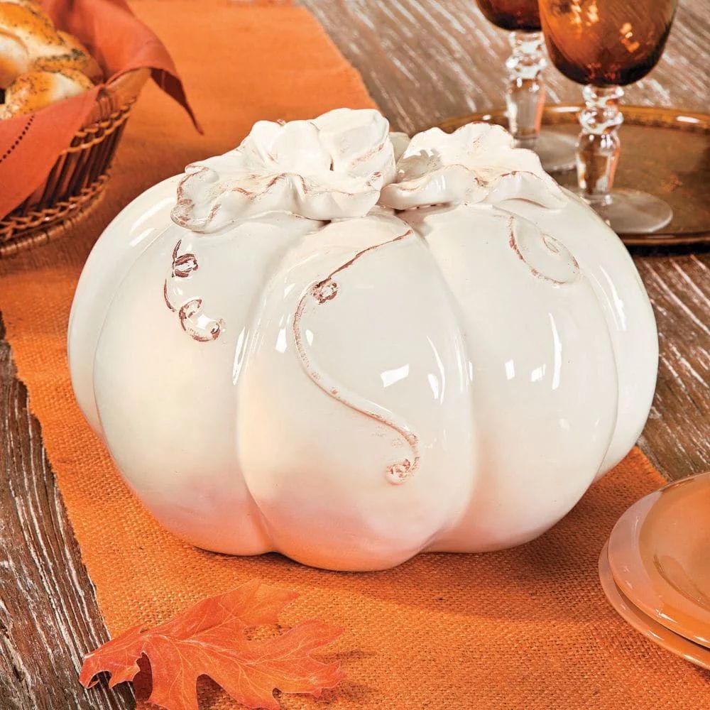 White Ceramic Pumpkin - Home Decor - 1 Piece | Walmart (US)