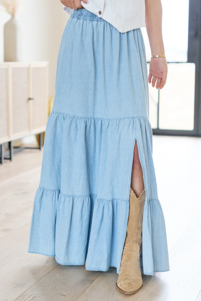 Patricia Chambray Maxi Skirt | Pink Lily