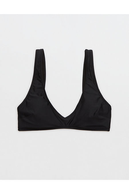 Aerie Voop Plunge Bikini Top Women's True Black XXS | American Eagle Outfitters (US & CA)