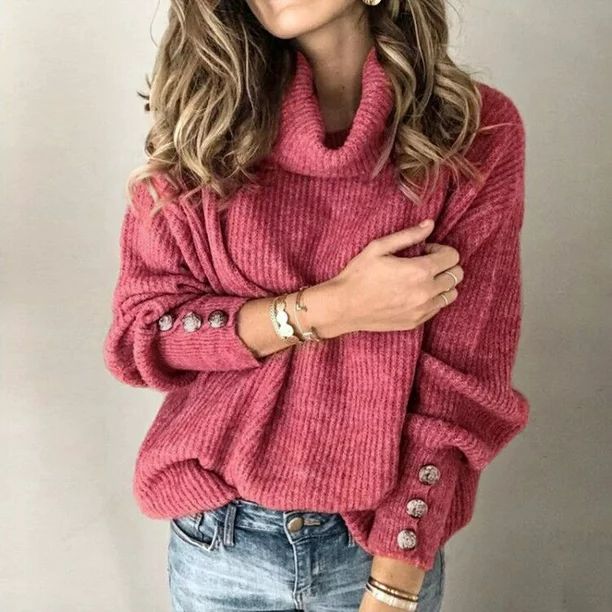 Women Knit Long Sleeve High Collar Loose Warm Costume Coats | Walmart (US)