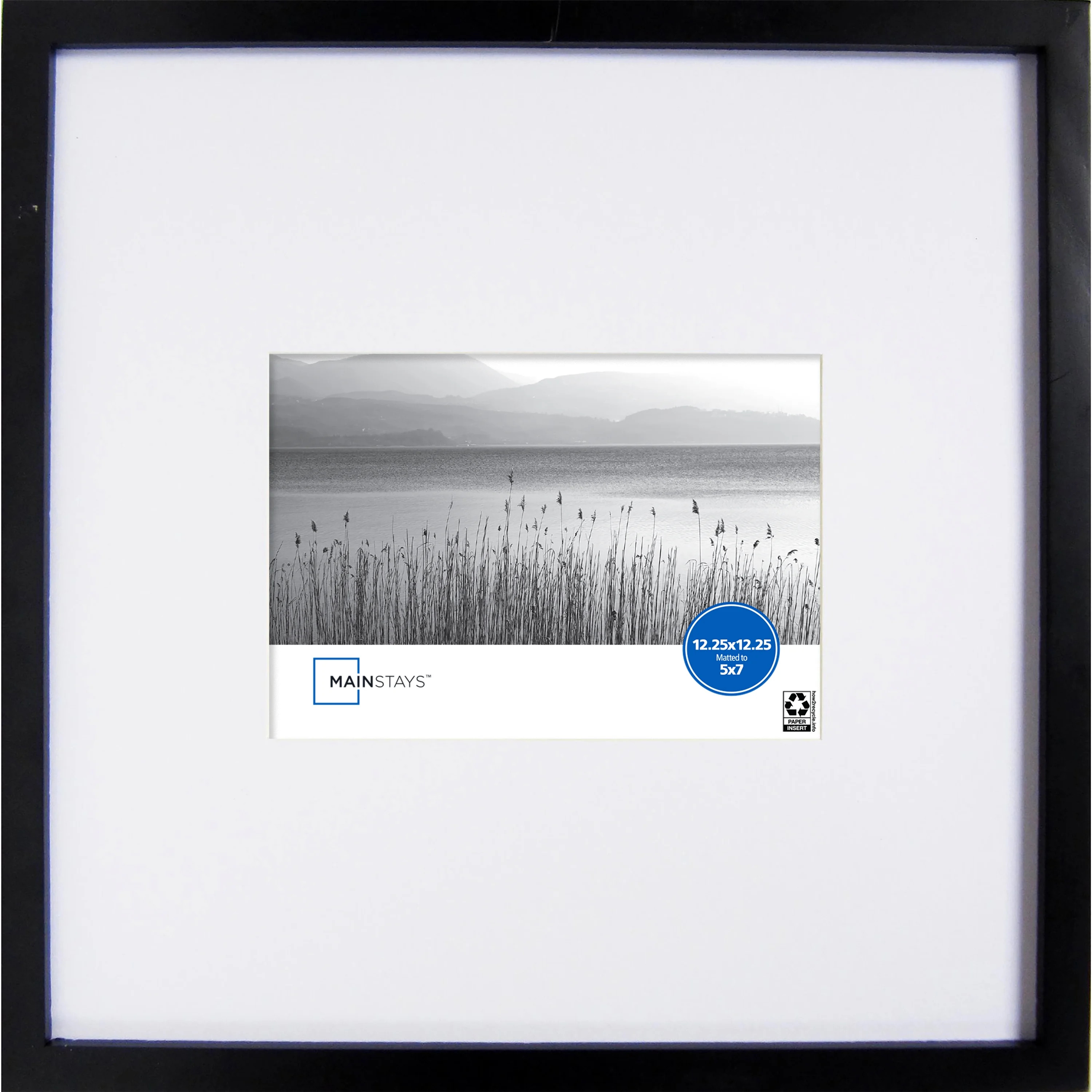 Mainstays 12.25x12.25 Matted to 5x7 Linear Gallery Wall Picture Frame, Black | Walmart (US)