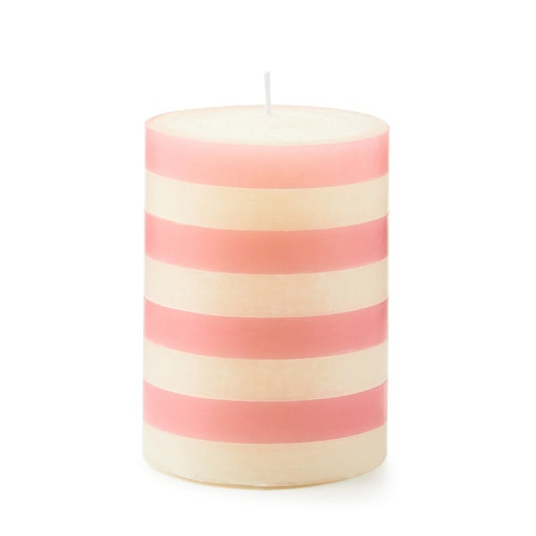 MacKenzie-Childs Pink Bands 4" Pillar Candle | MacKenzie-Childs