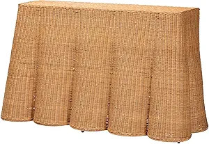 bali & pari Palm Bohemian Honey Scallop Rattan Console Table | Amazon (US)