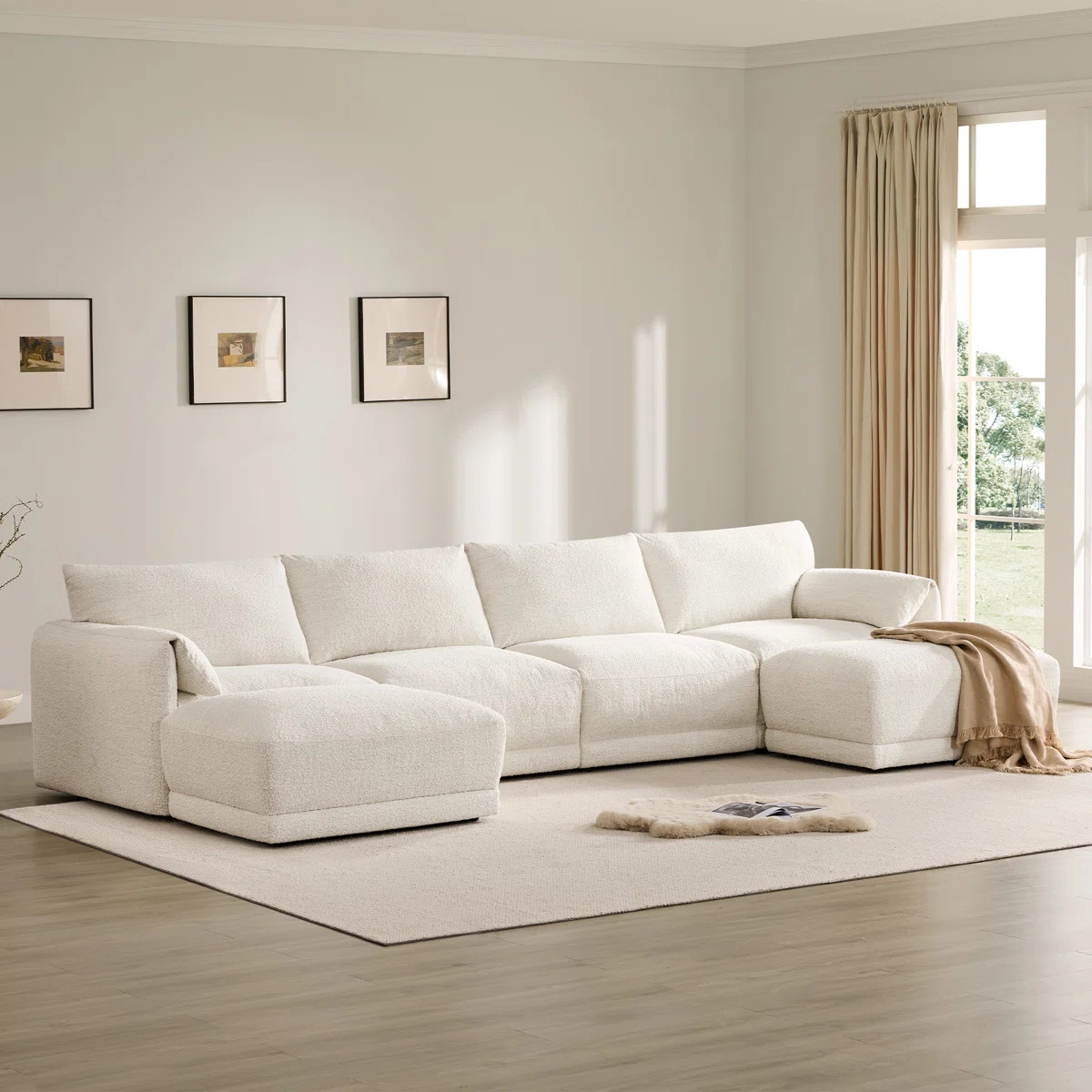 Bodhild 151'' Boucle 6 - Piece Modular Sectional With Ottoman | Wayfair North America