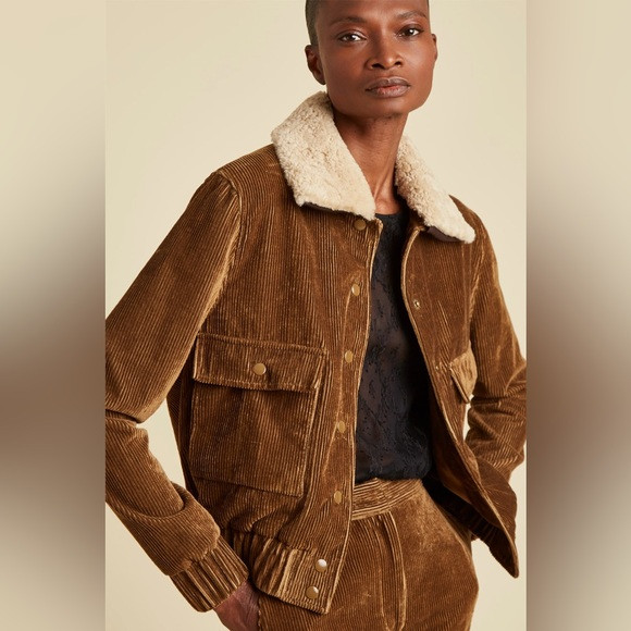 Adam Lippes brown corduroy shearling collar work jacket | Poshmark
