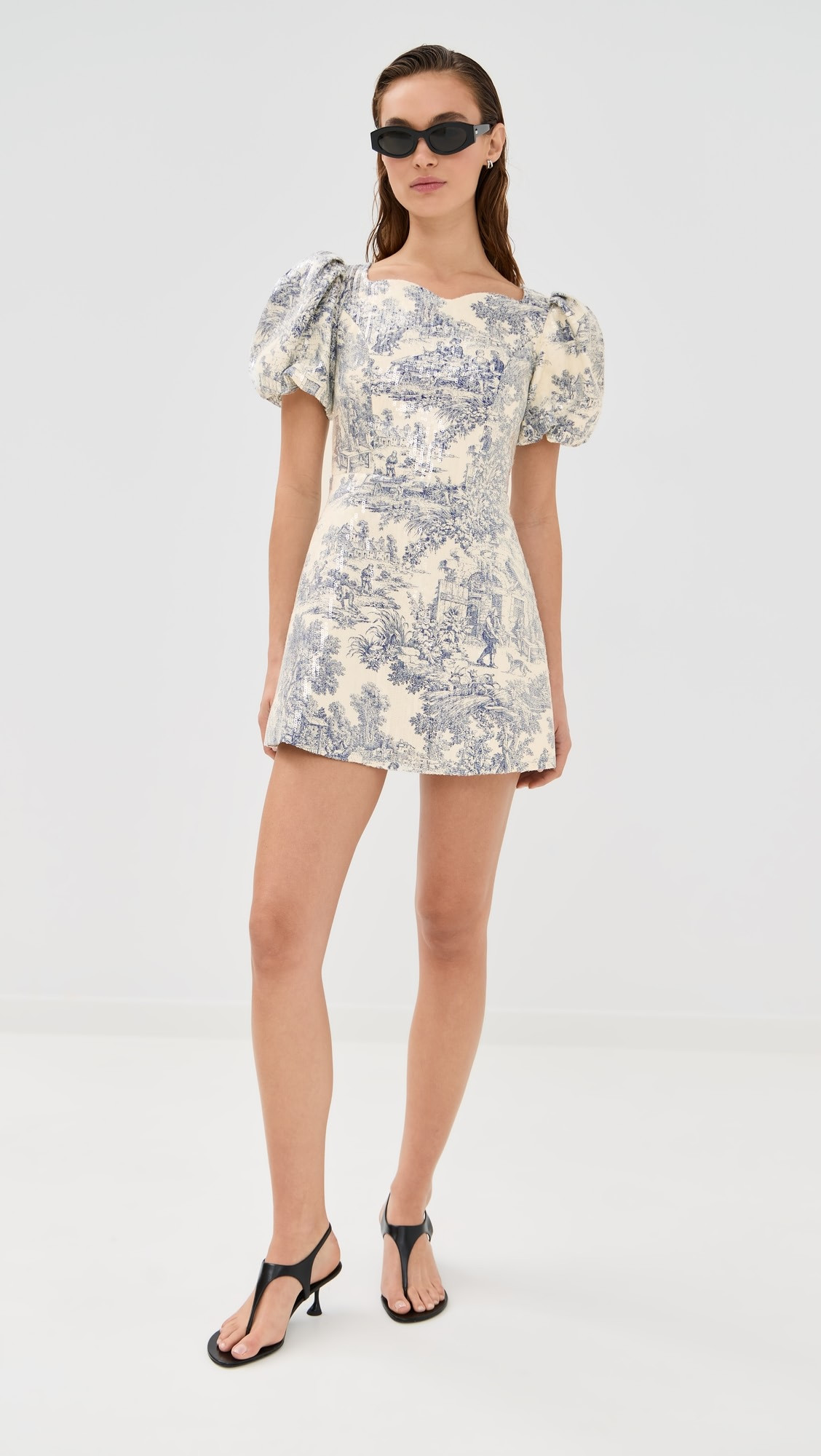 Helene Puff Sleeve Sequin Toile Dress | Shopbop