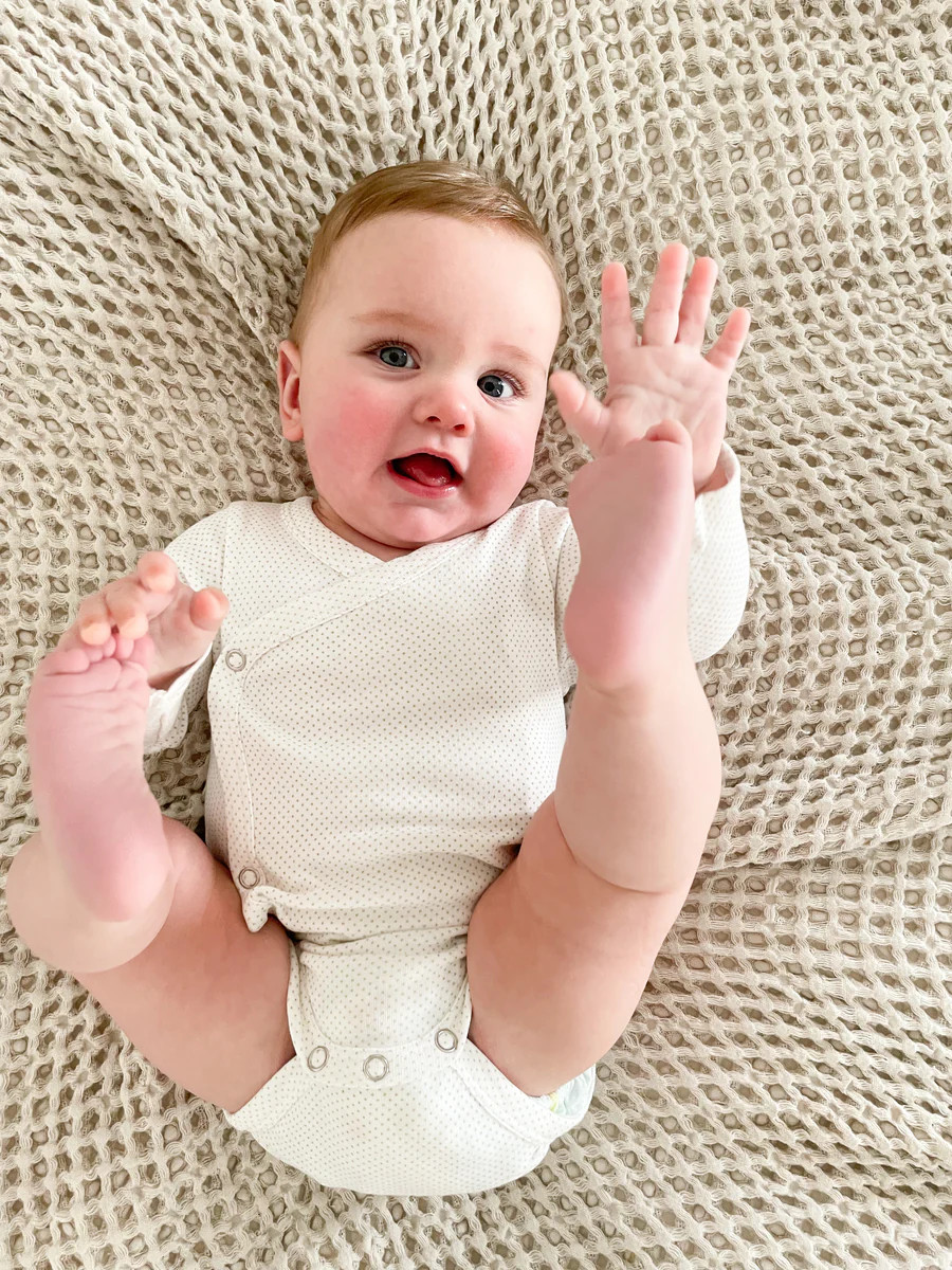 LONG SLEEVE ONESIE - TAN DOT | Little Paper Kids (US)