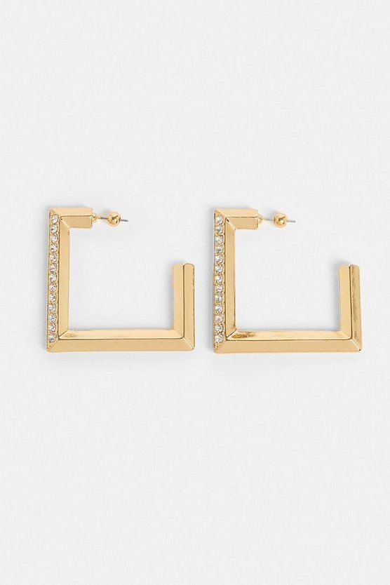 Metallic Chrome Plated Diamante Earrings | Karen Millen US