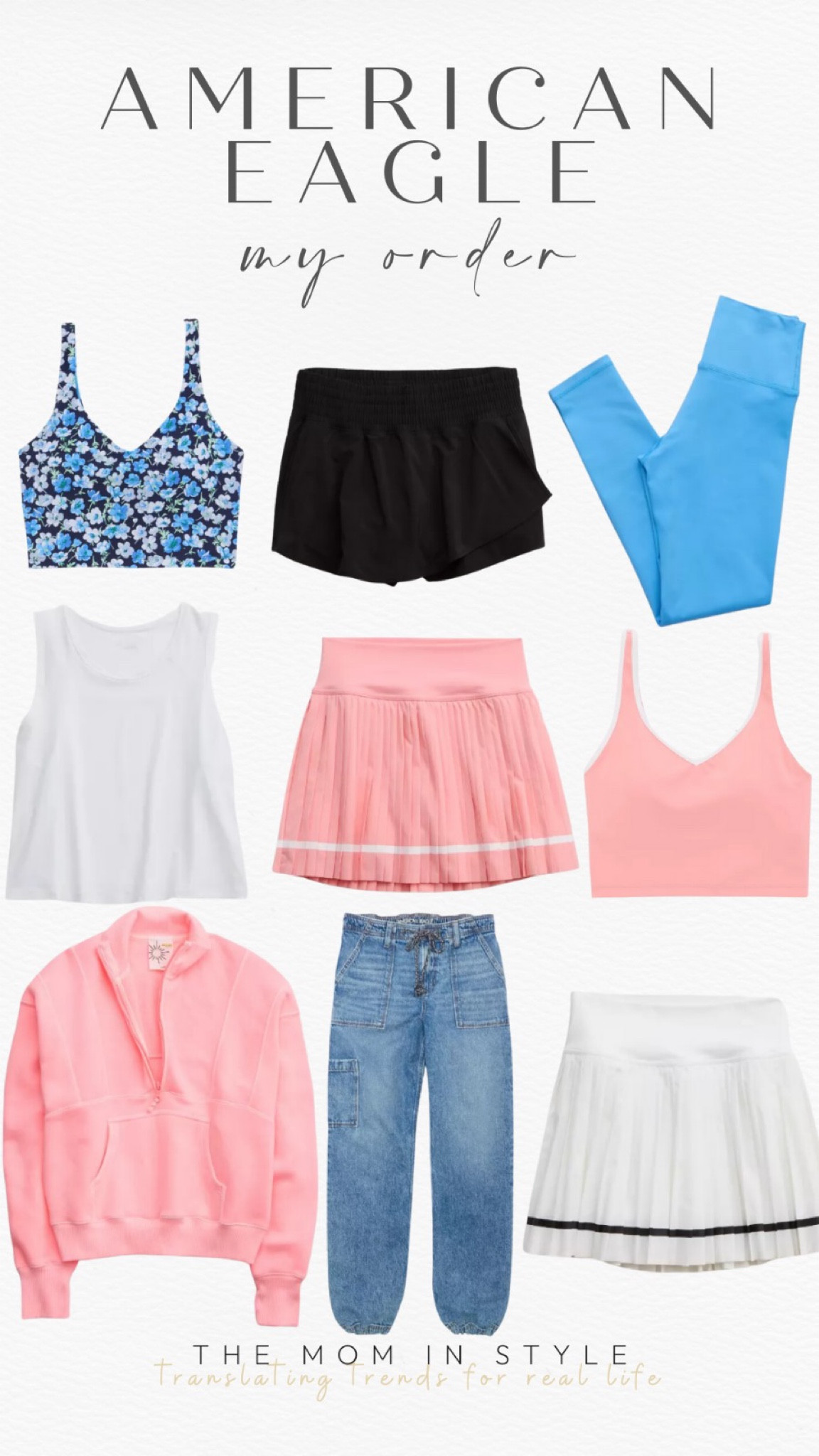 American Eagle, my order, activewear, athleisure, tennis skirt, cargo jeans, leggings 

#LTKfindsunder50 #LTKsalealert #LTKfindsunder100