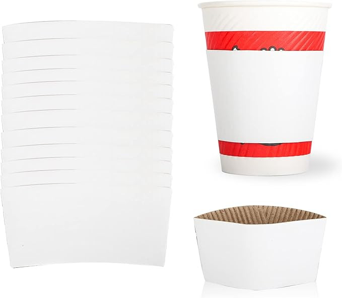 Disposable Coffee Cup Sleeves Corrugated Kraft Paper Coffee Cup Sleeves Holder Protective Insulat... | Amazon (US)