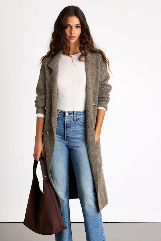 Cuddle Club Olive Marled Long Sleeve Coatigan | Lulus