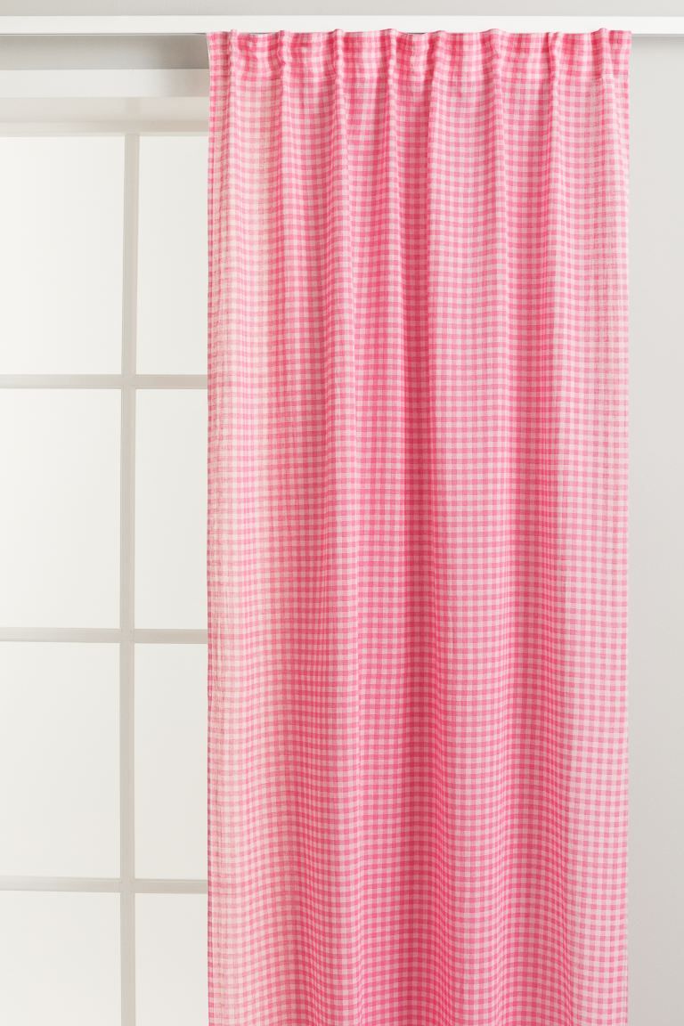 2-pack Checked Linen-blend Curtain Panels | H&M (US + CA)