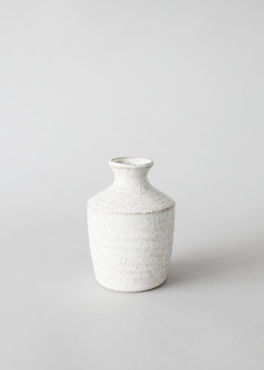 Hari Bud Vase in Distressed White Ceramic - 4.5" Tall | Afloral (US)