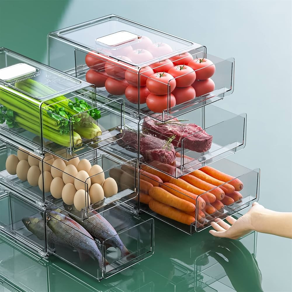 YekouMax Pantry Organizers and Storage Bins, Refrigerator Organizer, Plastic Stackable Storage Bi... | Amazon (US)