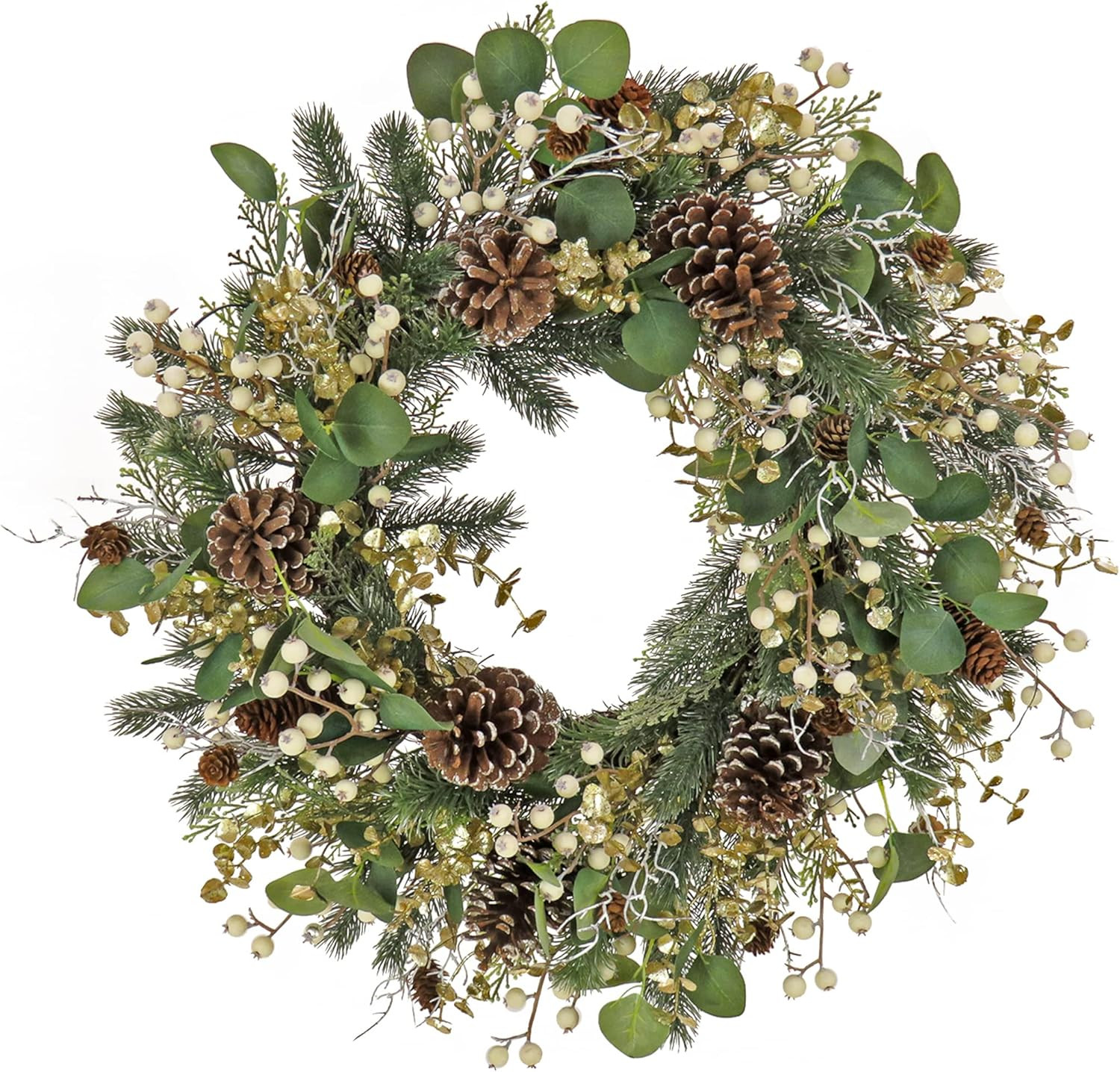 HGTV Home Collection Unlit Artificial Christmas Wreath, Mixed Branch Tips, Woven Branch Ring Base... | Amazon (US)