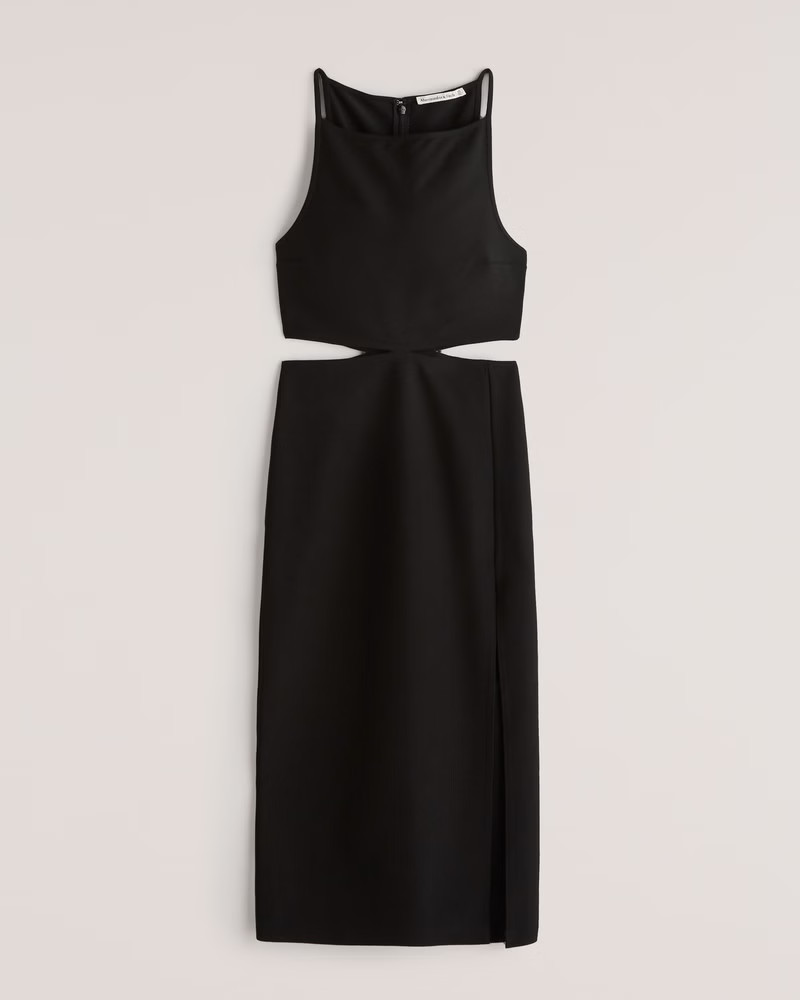 Boatneck Side Cutout Midi Dress | Abercrombie & Fitch (US)