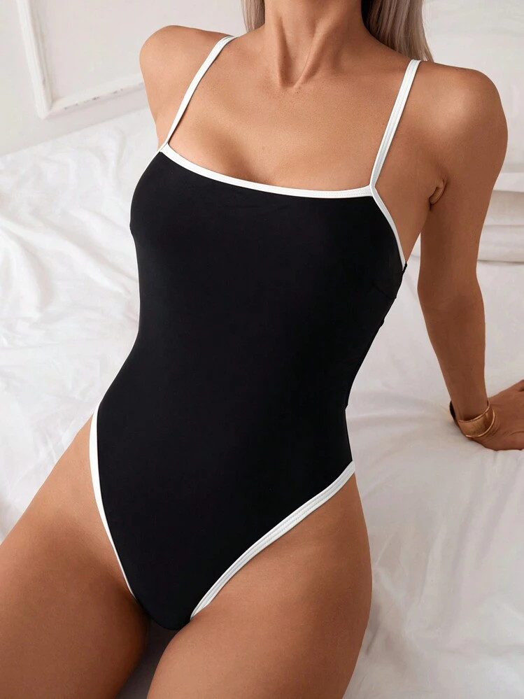 Swim Vcay Contrast Binding One Piece Swimsuit For Summer | SHEIN