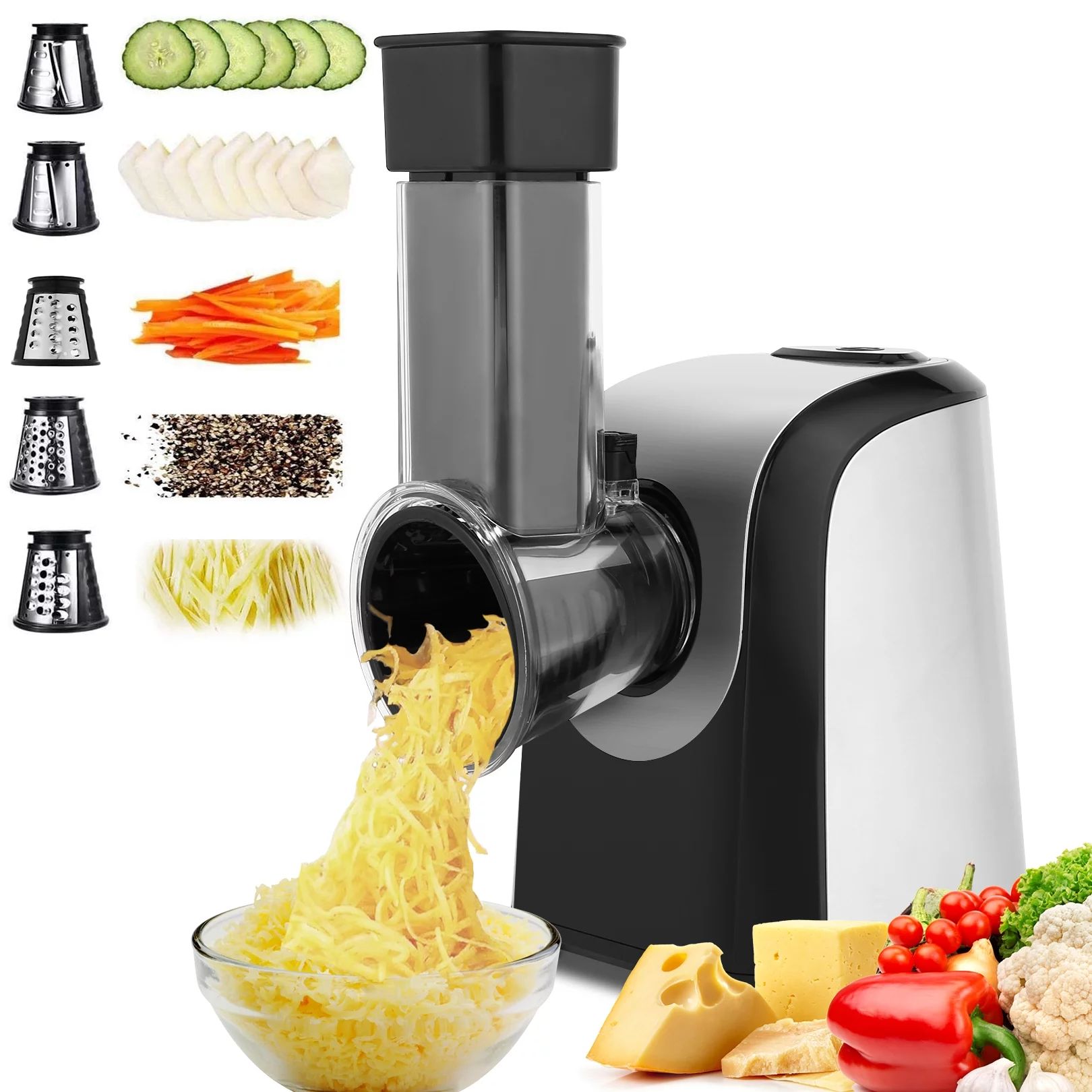 Qhomic Electric Cheese Grater,5 in-1 Professional Electric Vegetable Slicer Rotary Electric Grate... | Walmart (US)