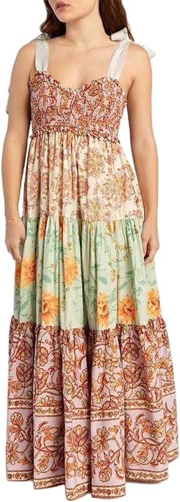 Women Y2k Floral Maxi Dress Vintage Boho Wide Strap Square Neck Sleeveless Cami Dress Summer Flow... | Amazon (US)