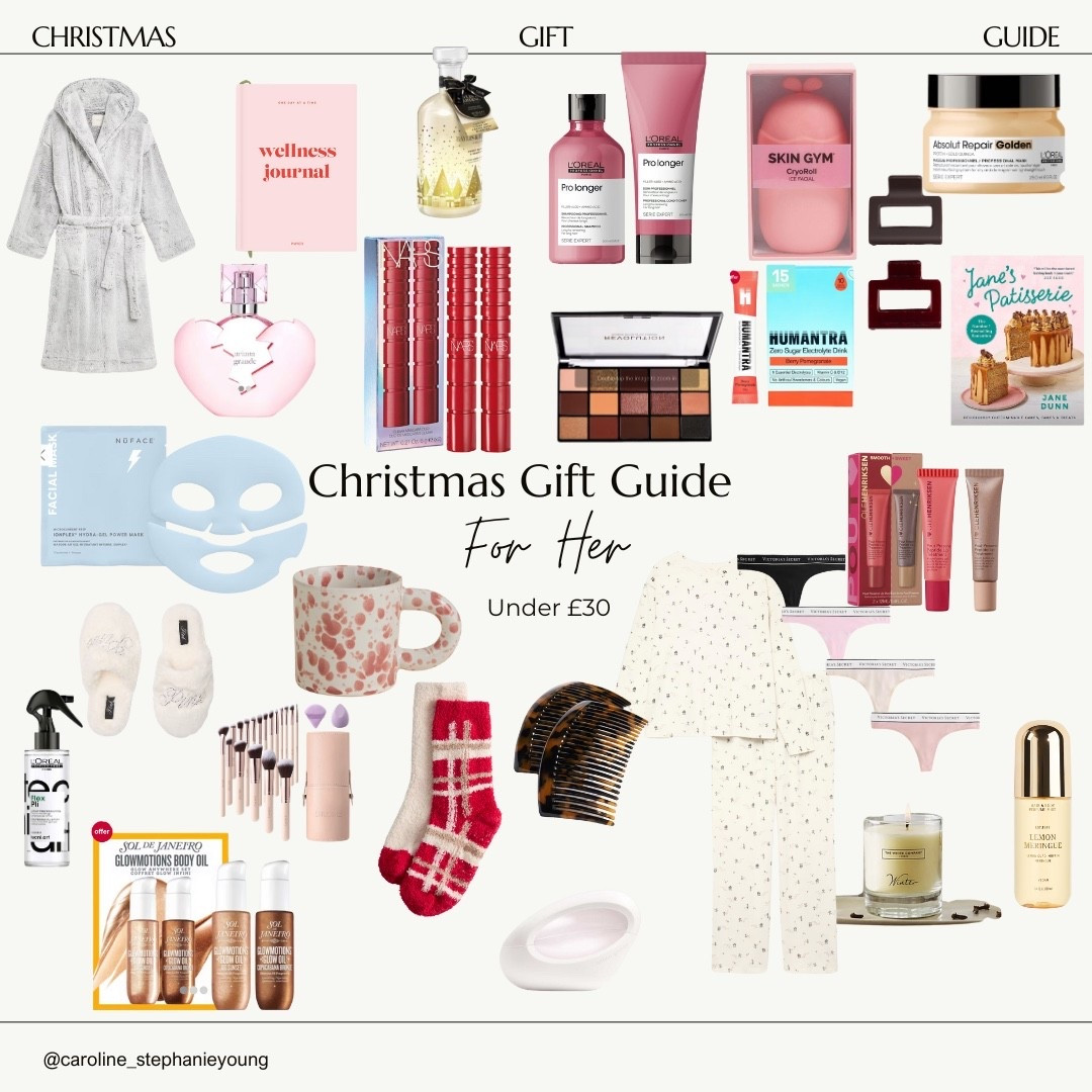 Gift Guide For Her ~ under £30

gift guide, make up, beauty, dyson, gift ideas, presents, , our place pans, slippers, candles, pyjamas, jewellery, marks and Spenser dressing face masks 
gown
#LTKuk #LTKfestive #LTKgiftguide

#LTKfestive #LTKwinter #LTKgiftguide