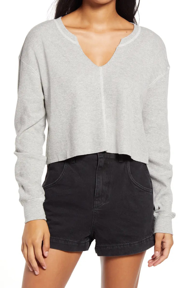 Split Neck Thermal Crop Top | Nordstrom