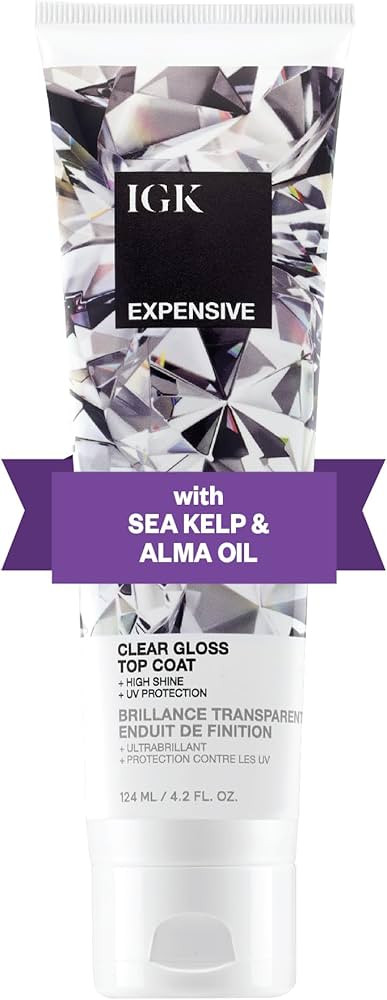 IGK EXPENSIVE Clear Gloss Top Coat | Shine + Strengthen + Smooth | Vegan + Cruelty Free | 4.2 Oz | Amazon (US)