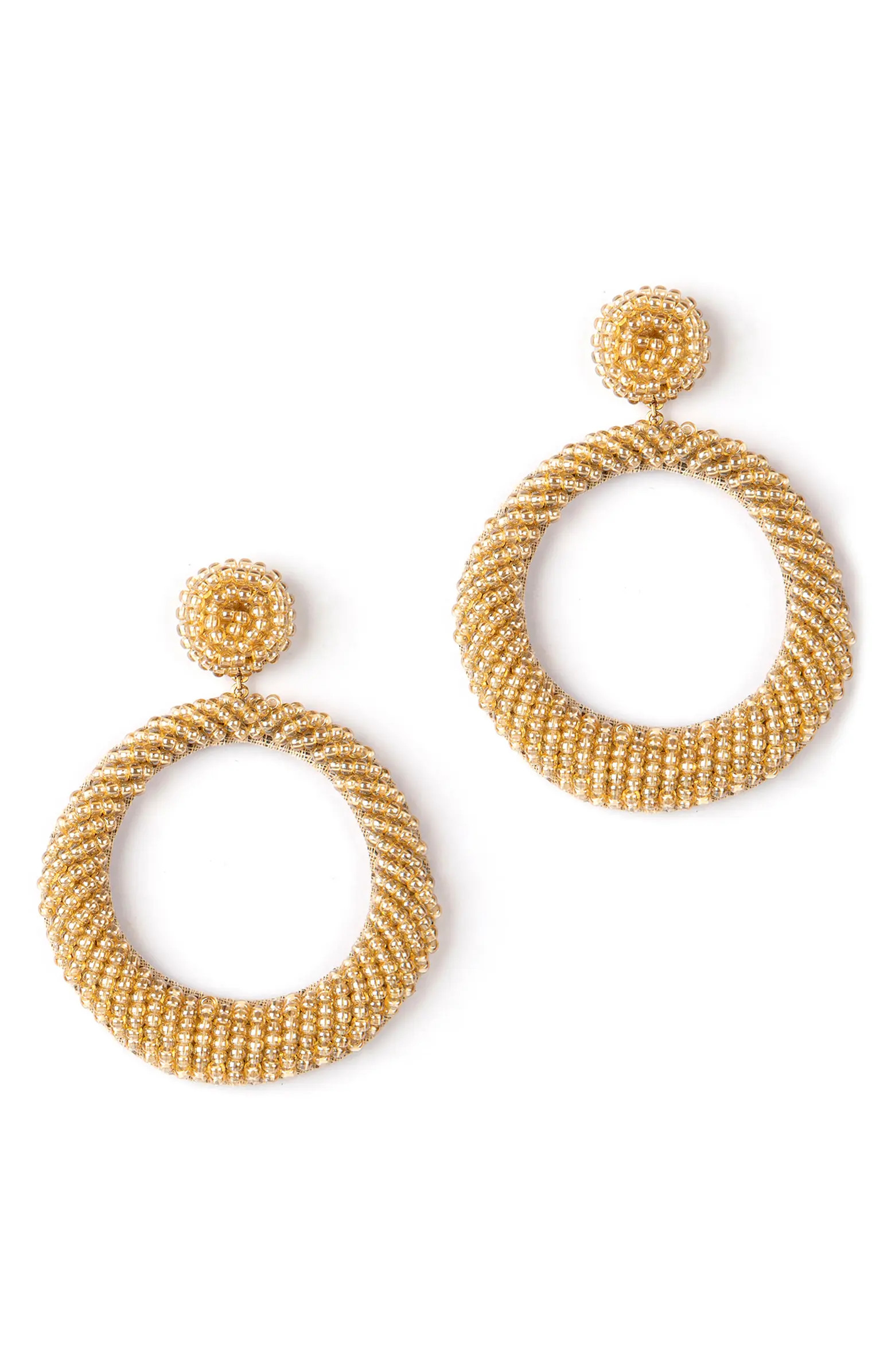 Asta Beaded Frontal Hoop Earrings | Nordstrom