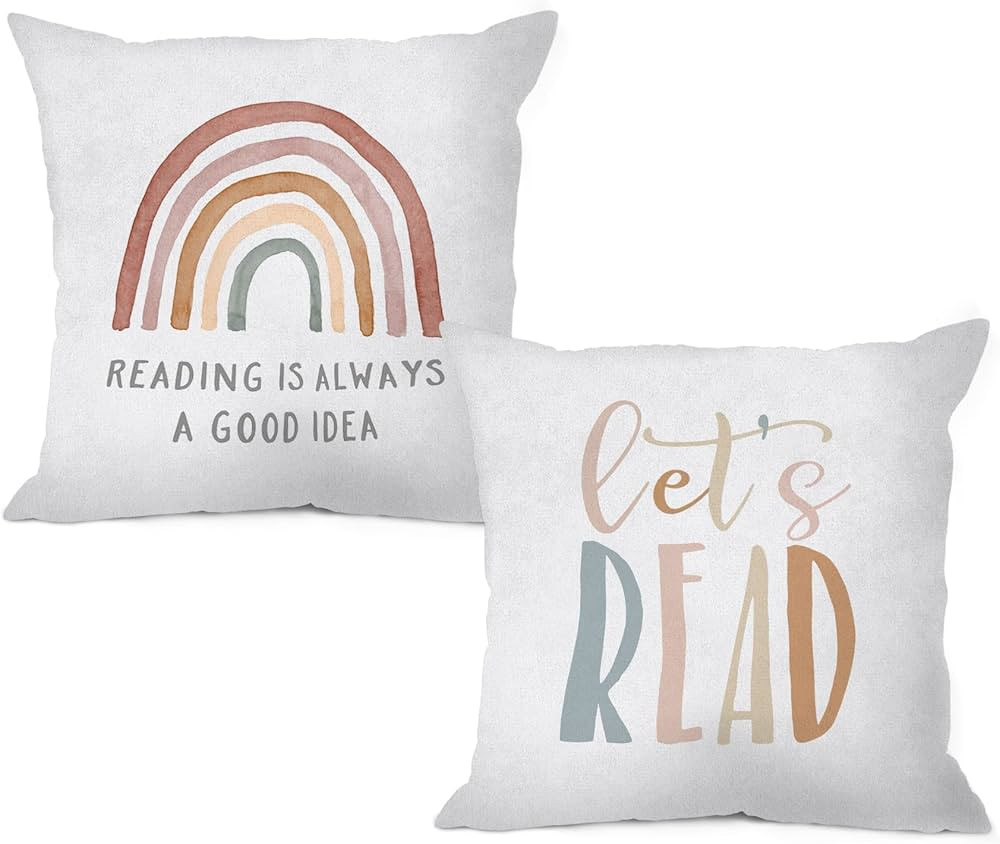 Let's Read Reading is Always a Good Idea Throw Pillow Cover Pillowcase 18x18 Inch (Set of 2) Deco... | Amazon (US)